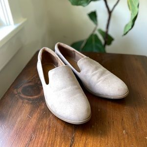 Faux suede loafer flats in tan